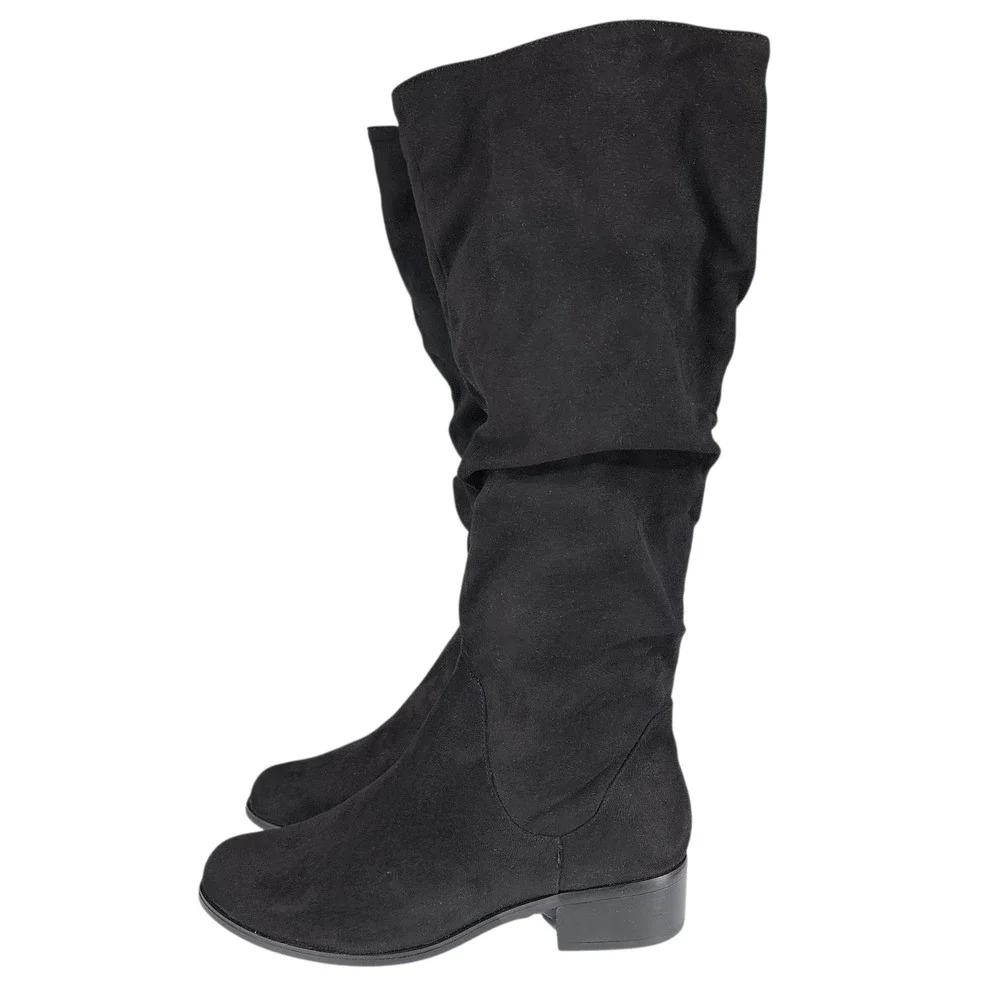 Charles by Charles David Knee High Boot sz 6M Women Guru Slouch Black Faux Suede